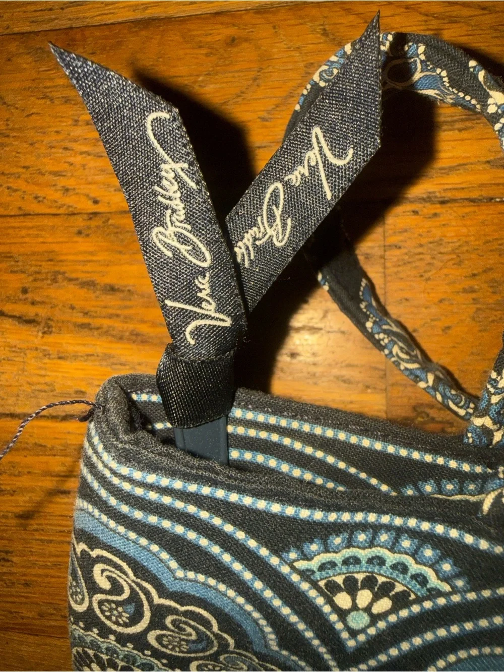 Vera Bradley Navy and Light Blue Quilted Paisley Tote